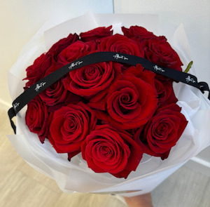 All Flowers: 10 Long Stem Red Roses - Luxe White Wrapped