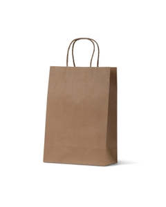 Brown Kraft Paper Twist Handle Bags Junior 290x200x100 50/bld 250/ctn