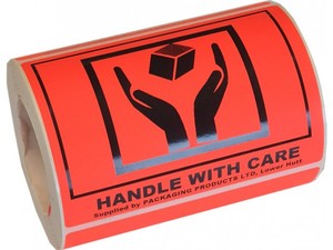 Stock Printed Labels: Handle With Care Label 250/roll