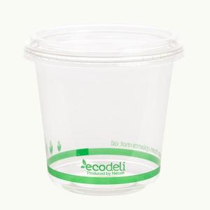Biodegradable Compostable Containers: Lid for PLA Deli Bowl 240ml, 360ml, 500ml 50/slv 1000/ctn