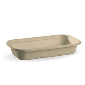 Biodegradable Compostable Containers: 750ml Rectangle Natural sugarcane container 500/ctn