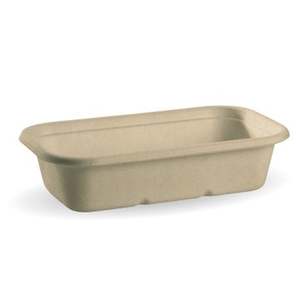 Biodegradable Compostable Containers: 1000ml Rectangle Natural sugarcane container 500/ctn