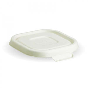Biodegradable Compostable Containers: Bio lid for square container. Fits 280 & 480 square containers. 100/slv. 600/ctn