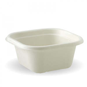 Biodegradable Compostable Containers: 480ml Square sugarcane Container - White, 100/slv 600/ctn