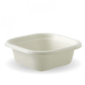 280ml Square sugarcane Container - White, 100/slv 600/ctn