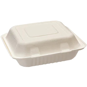 Biodegradable Compostable Containers: Bio Large Meal Box 3 Compartment 50/slv 200/ctn
