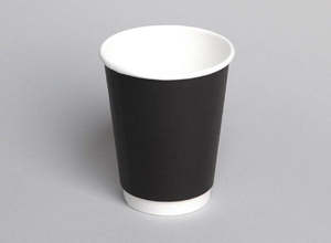 Hot Cups: PE Double Wall 12oz Black Coffee Cup 25/slv, 500/ctn