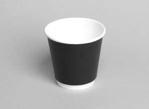 Hot Cups: UniCup 8oz Black PE Double Wall Coffee Cup 25/slv 500/ctn
