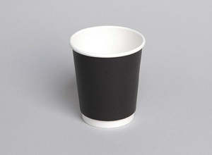 Hot Cups: PE Double Wall 8oz Black Coffee Cup 25/slv, 500/ctn