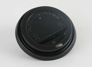 Hot Cups: Lid (Black) for 8 oz coffee cups PS (high impact polystyrene) 50/sleeve, 1000/ctn