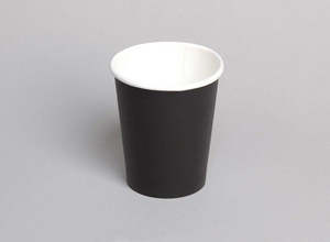 Hot Cups: PE Single Wall 8oz Black Coffee Cup 50/slv, 1000/ctn