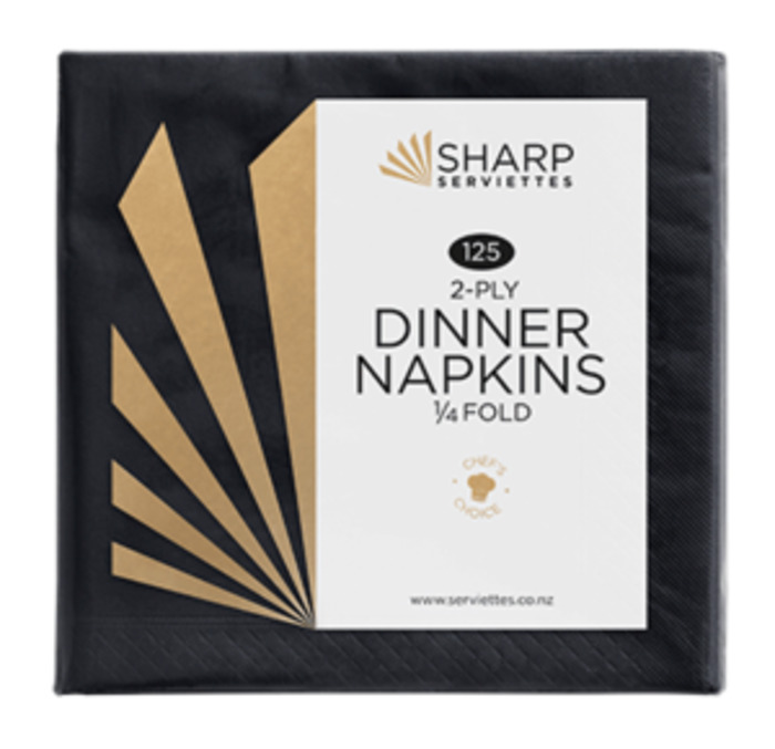 Dinner Napkins: Black 2 Ply Dinner Napkin 125/pkt