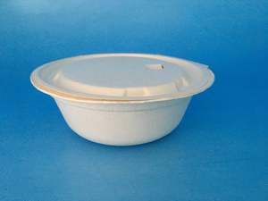 Plates Biodegradable Compostable: Sugarcane Bowl with Lid 350ml 50/slv 1000/ctn