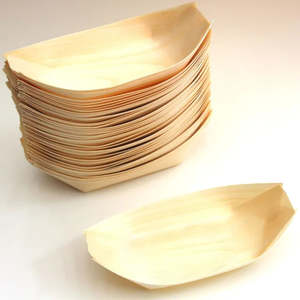 Plates Wood: Wooden Boat (Small plus) 17.5cm x 9cm x 2.5cm 100/pack