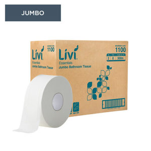 Toilet Paper: Livi Essentials Jumbo 2 ply 300m 8 rolls/ctn