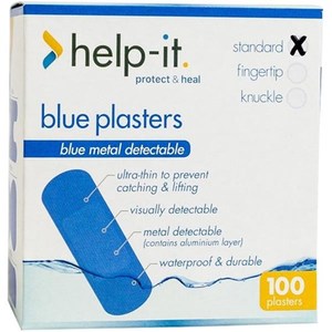 Plasters: Blue Plasters - Metal & Visual Detect. Waterproof 76mmx25mm 100/box