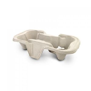 Cup Carriers: 2 Cup Moulded Fibre Cup Carrier Tray 50/slv