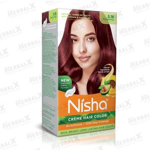 Nisha Permanent Creme Burgundy Hair Color Silky & Shiny Ammonia Free Natural&hellip;