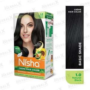 Nisha Permanent Hair Color Natural Black Henna Extract Silky & Shiny 100% Gr&hellip;