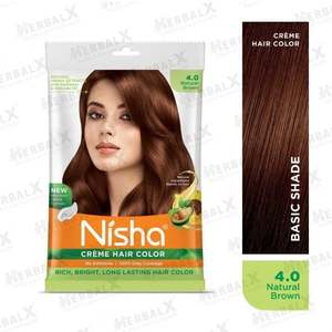 Nisha Natural Brown Permanent Cream Hair Color No Ammonia 20gm Colourant + 20ml &hellip;