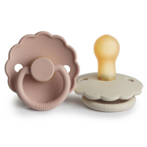 Pacifiers: Cream/Blush Daisy Latex Pacifier
