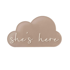 Milestone Plaques: She's Here Cloud Announcement Plaque