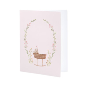 New Baby Cards: Pink Cradle Greeting Card