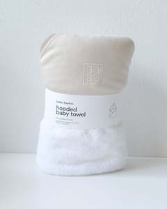 Care And Feed: Terry Hooded Baby Towel - Oat Contrast