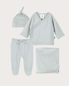 Organic Cotton Interlock: Welcome Home 0-3mth Layette Set - Sky