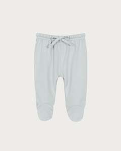 Organic Cotton Interlock: Footed Leggings - Sky