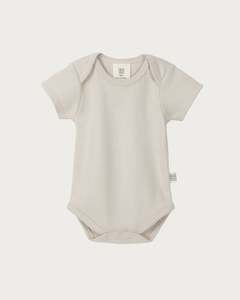 Organic Cotton Interlock: Short Sleeve Bodysuit - Oat