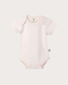 Organic Cotton Interlock: Short Sleeve Bodysuit - Petal