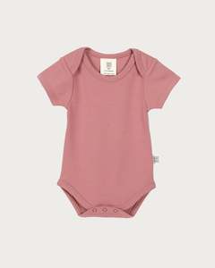 Organic Cotton Interlock: Short Sleeve Bodysuit - Rose
