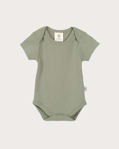Organic Cotton Interlock: Short Sleeve Bodysuit - Sage