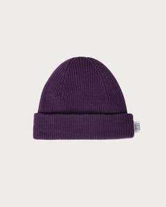Merino Ribbed Beanie - Plum