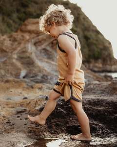 Sibling Contrast Trim Shorts: Contrast Trim Shorts - Marigold