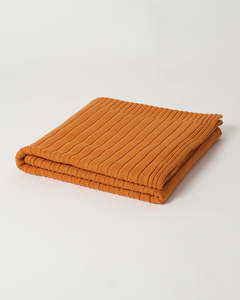 Merino Rib Knit Blanket - Tumeric