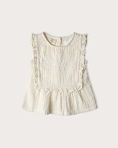 Organic Muslin Clothing: Muslin Evelyn Top - Vanilla