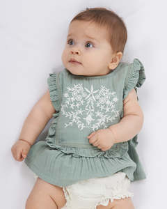 Organic Muslin Clothing: Muslin Evelyn Top - Matcha