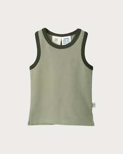 Cotton Singlet - Sage Contrast