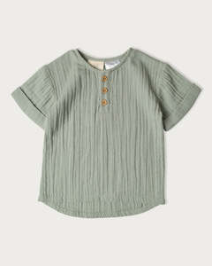 Tops: Muslin Frankie Grandpa Shirt - Matcha