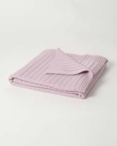 Merino Rib Knit Blanket: Merino Rib Knit Blanket - Soft Mauve