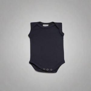 Merino Singlet Bodysuit - Navy Blue - Newborn