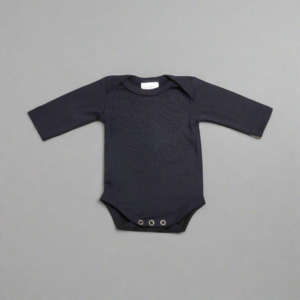 Merino Long-Sleeve Bodysuit - Navy Blue - Newborn