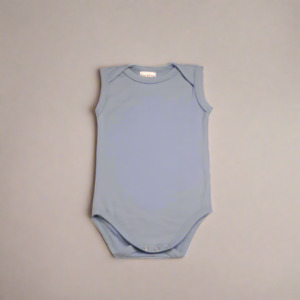 Outlet: Merino Singlet Bodysuit - Sky Blue - 3-6 months