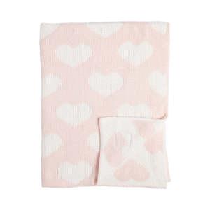 Living Textiles Pink Hearts - Chenille Blanket