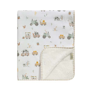Living Textiles Tractor Ride - Jersey Sherpa Pram Blanket