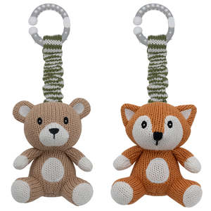 Living Textiles Bear & Fox - Stroller Toy 2pk