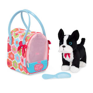 Soft And Plush Toys: Pucci Pup Plush Pup & Flower Print Glam Bag