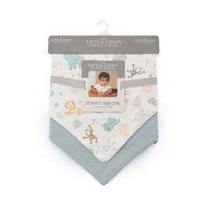 Bibs: Little Linen Jersey Bib 2pk Savanna Giraffe